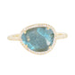 14kt gold and diamond single band labradorite ring