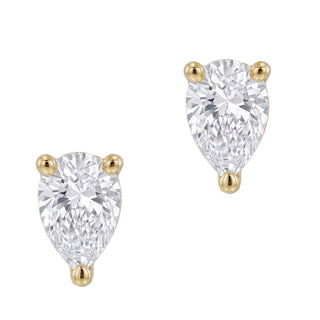 14kt gold four prong pear diamond solitaire studs