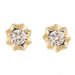 14kt gold round diamond star studs