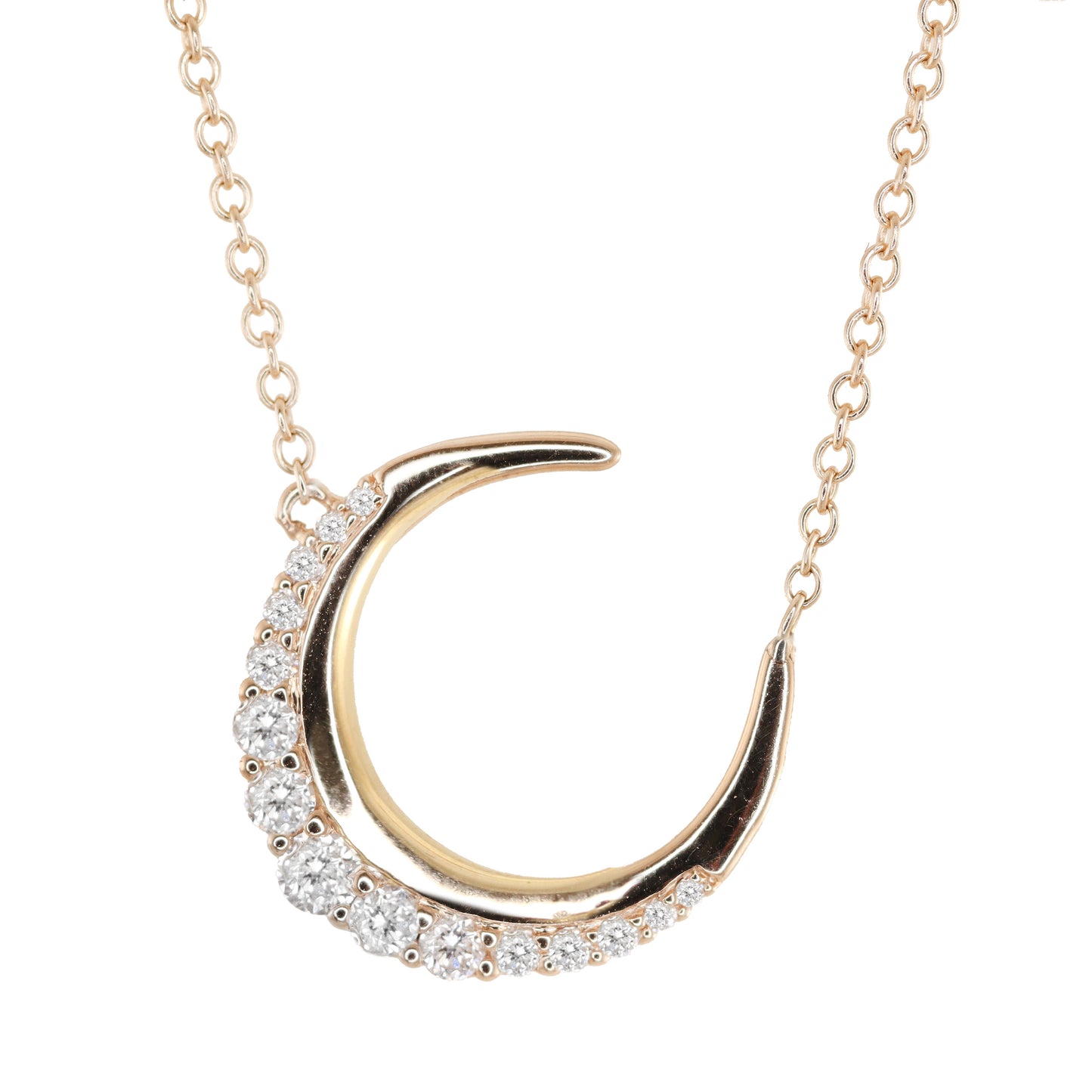 14kt gold and diamond starlit crescent moon necklace