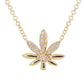 14kt gold diamond sweet leaf necklace