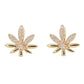 14kt gold diamond sweet leaf studs