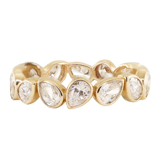 14kt gold teardrop diamond bezel band