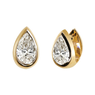 14kt gold teardrop diamond bezel hoop