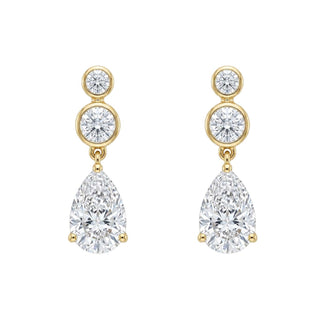 14kt gold teardrop diamond bezel drip stud earring