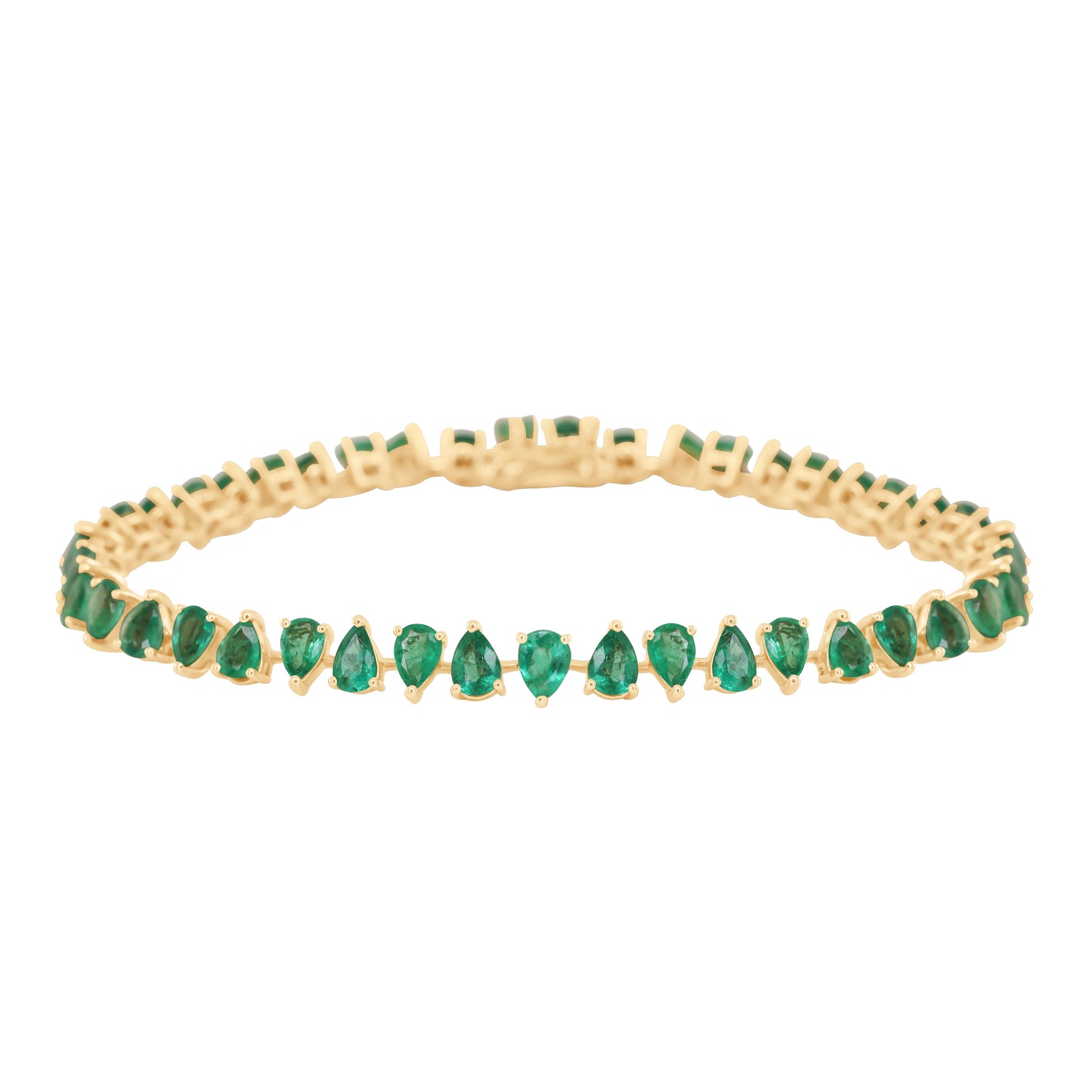 14kt gold teardrop emerald tennis bracelet