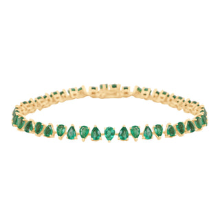 14kt gold teardrop emerald tennis bracelet