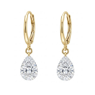 14kt gold teardrop diamond hoop