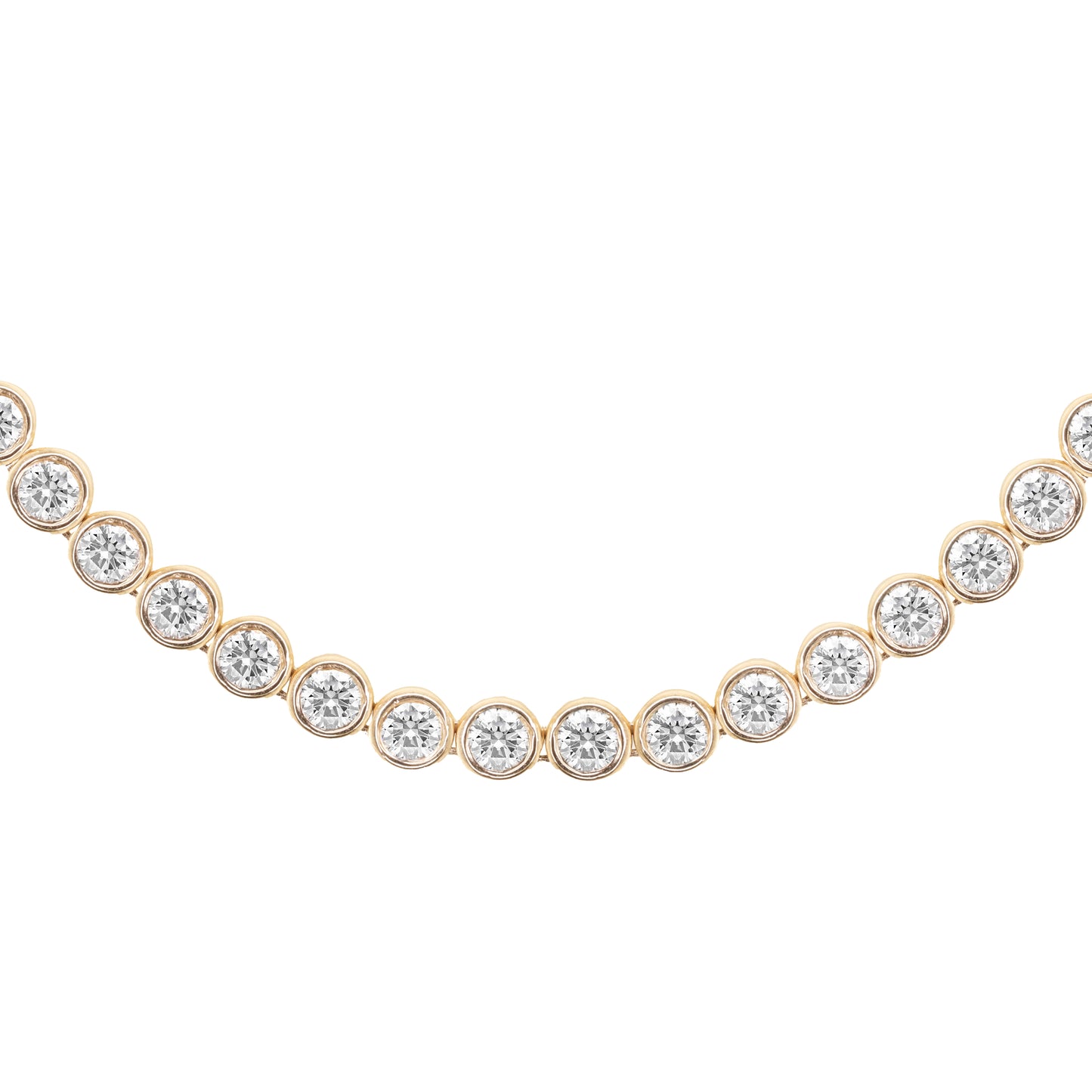 14kt gold grande Jackie O bezel tennis necklace