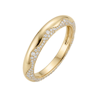 14kt thick gold diamond wave band