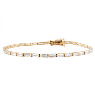 14kt gold thin baguette tennis bracelet