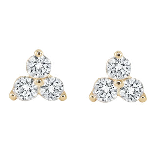 14kt gold three diamond cluster studs - Luna Skye