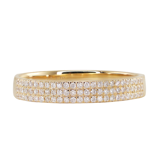 14kt gold three diamond row ring