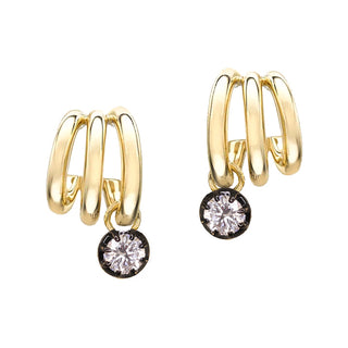 14kt gold and diamond three ring orbit hoop