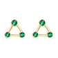 14kt gold and emerald trio constellation stud