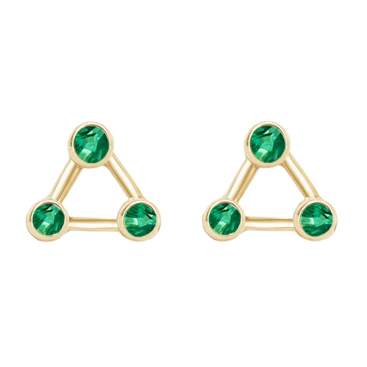 14kt gold and emerald trio constellation stud