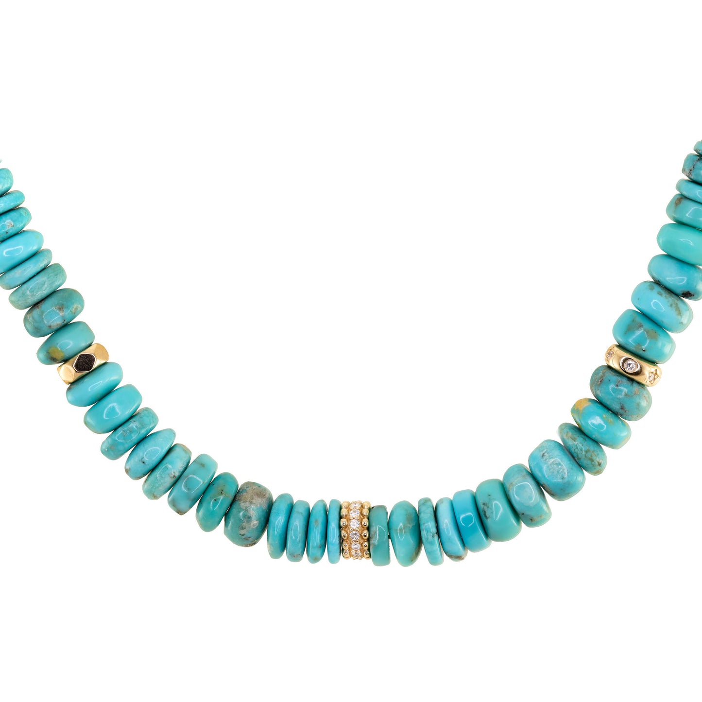 14kt gold turquoise bead necklace
