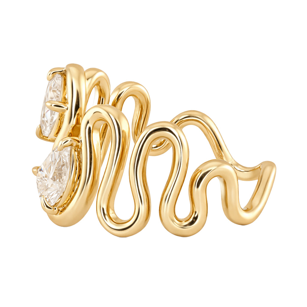 14kt gold two diamond Marea ring