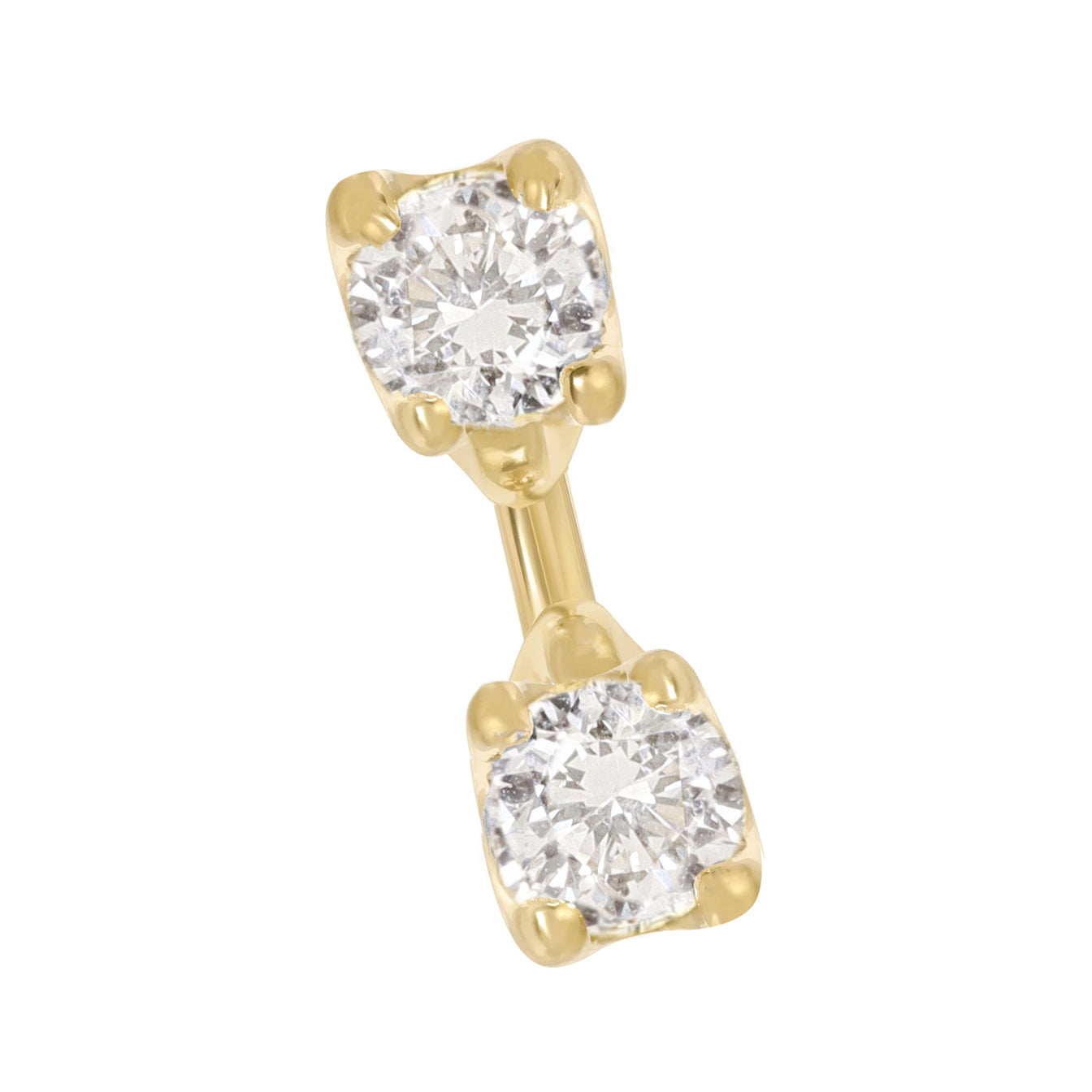 14kt gold floating two diamond stud