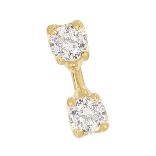 14kt gold floating two diamond stud