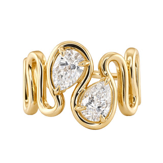 14kt gold two diamond Marea ring