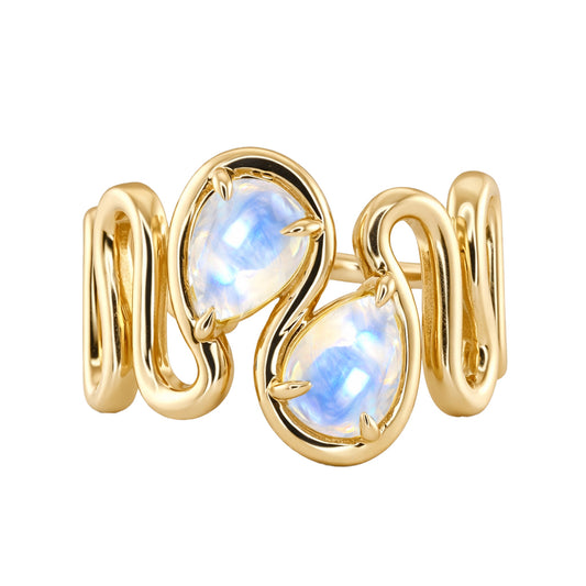 14kt gold two moonstone Marea ring