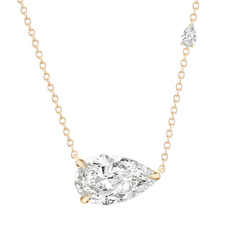 14kt gold grande double pear diamond solitaire necklace