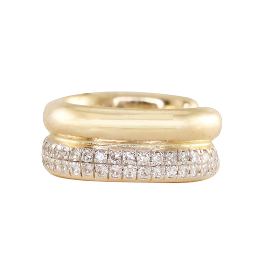 14kt gold two row diamond ear band