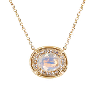 14kt gold and diamond two step moonstone necklace