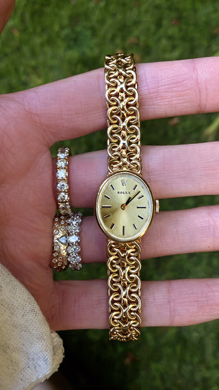Vintage Ladies 14K Gold Rolex Woven Bracelet Watch