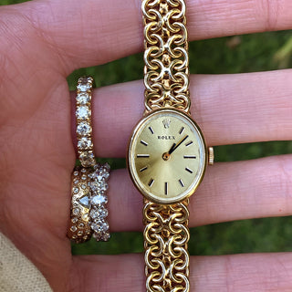 Vintage Ladies 14K Gold Rolex Woven Bracelet Watch