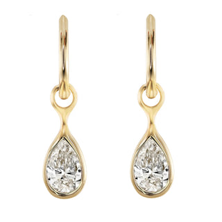 14kt gold teardrop diamond water drop hoops - Luna Skye