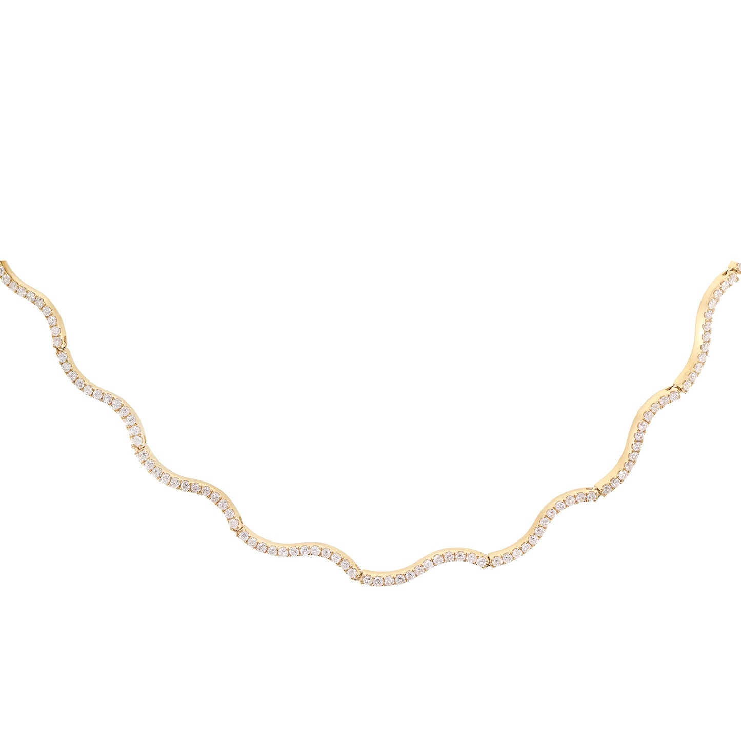 14kt gold and diamond wavy tennis necklace