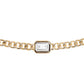 14kt gold topaz bezel chain link bracelet