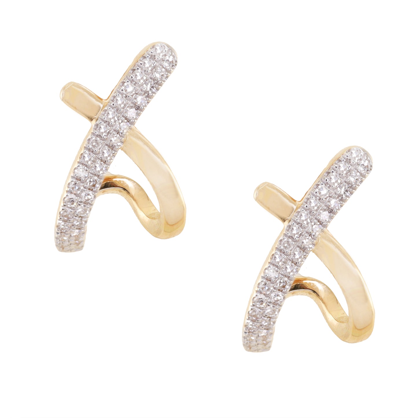 14kt gold diamond x hoops