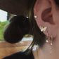 14kt gold and diamond bezel drip hoop earrings