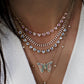 14kt gold pink sapphire heart bezel half tennis necklace