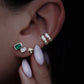 14kt gold emerald cut diamond emerald bezel stud