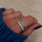 14kt gold and diamond love chain ring