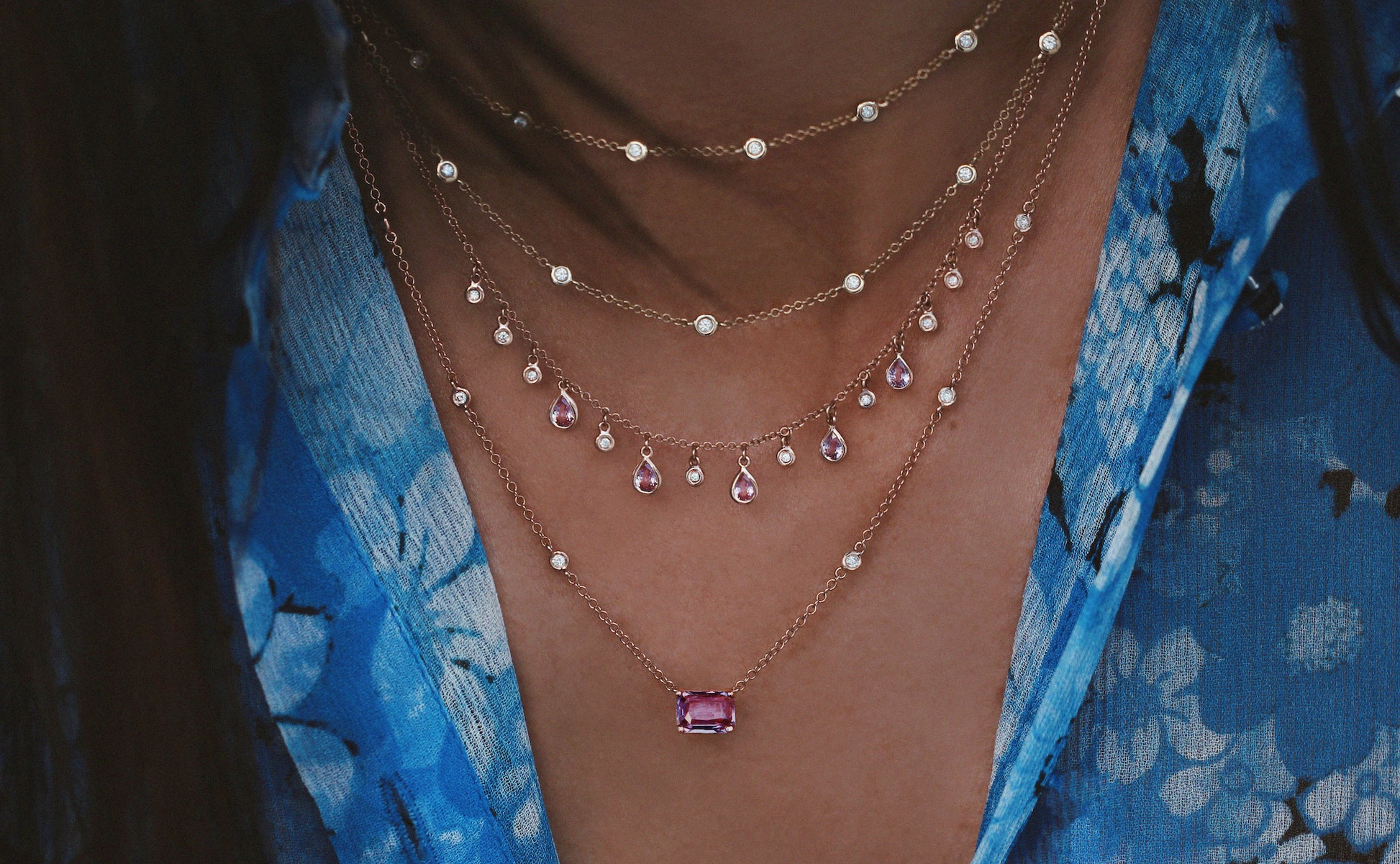 diamond bezel necklaces