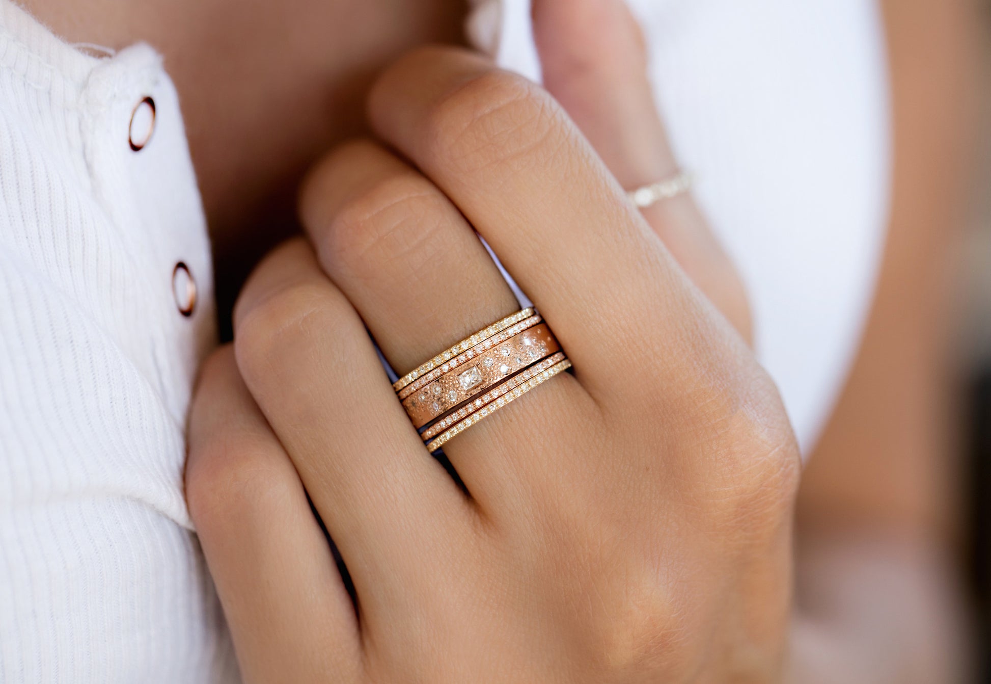 14kt gold and diamond princess deco ring - Luna Skye