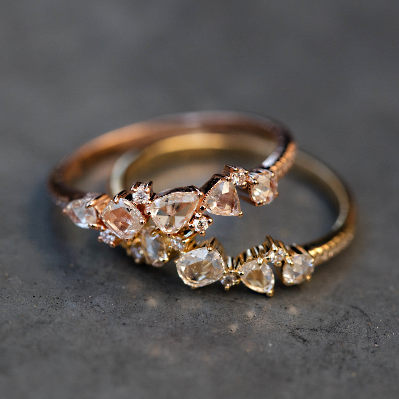 14kt gold rose cut diamond cluster ring - Luna Skye