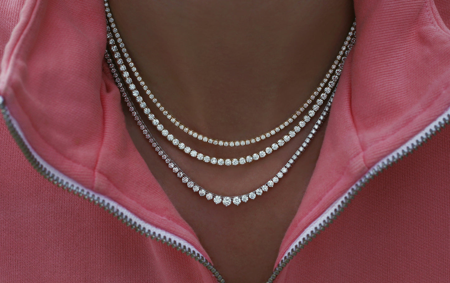 14kt gold and diamond classic tennis necklace