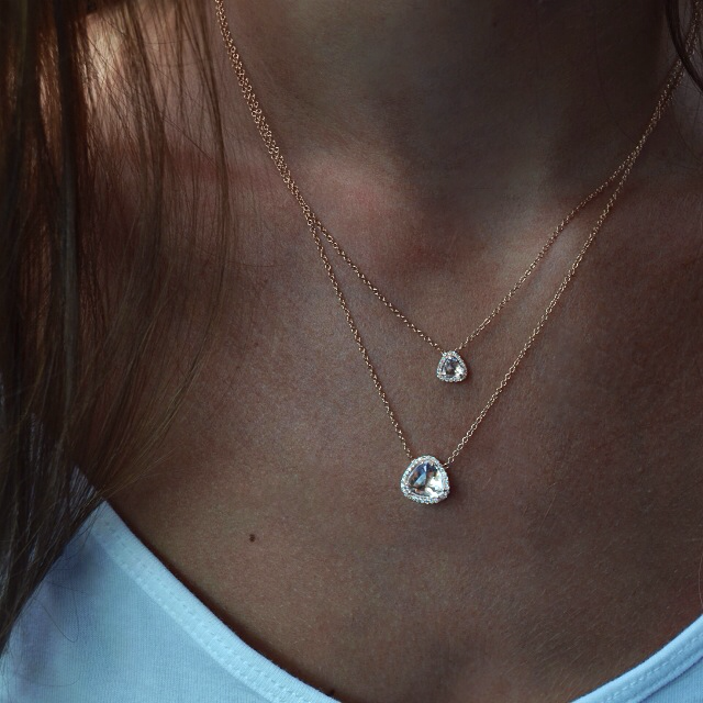 14kt gold and diamond mini topaz necklace - Luna Skye