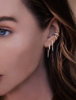 14kt gold diamond mini spike hoop