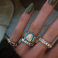14kt gold diamond and turquoise pyramid eye ring