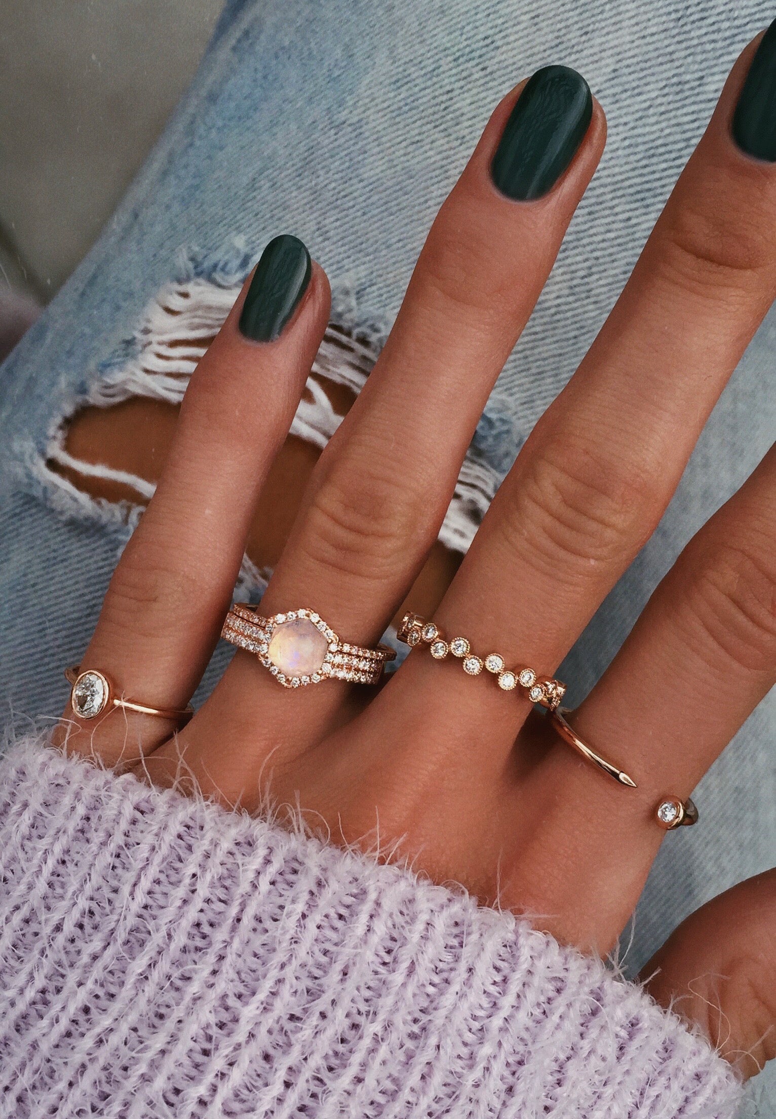 14kt gold and diamond mini nail ring - Luna Skye