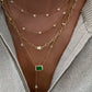 14kt gold paperclip diamond bezel necklace