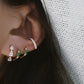 14kt gold and diamond teardrop baguette hoops