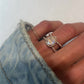 14kt gold and diamond large Double Band Teardrop Moonstone ring